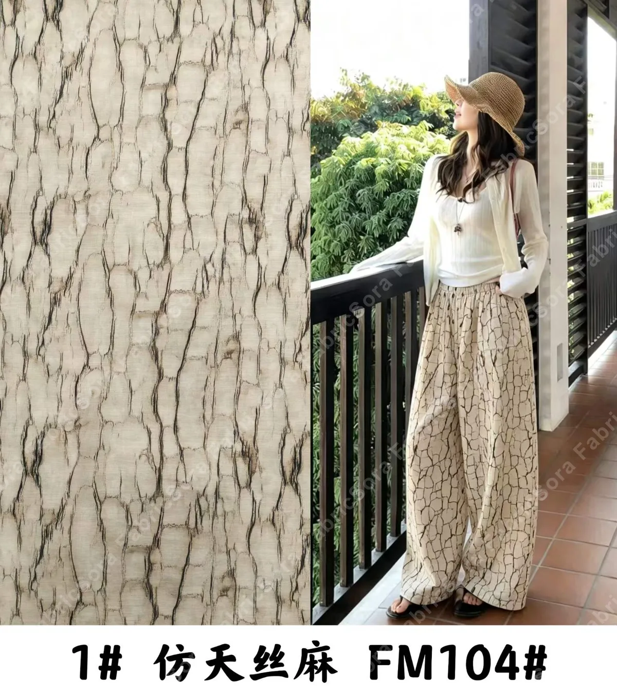 Tencel-linen baskı toptan kumaş rulosu yakın çekim