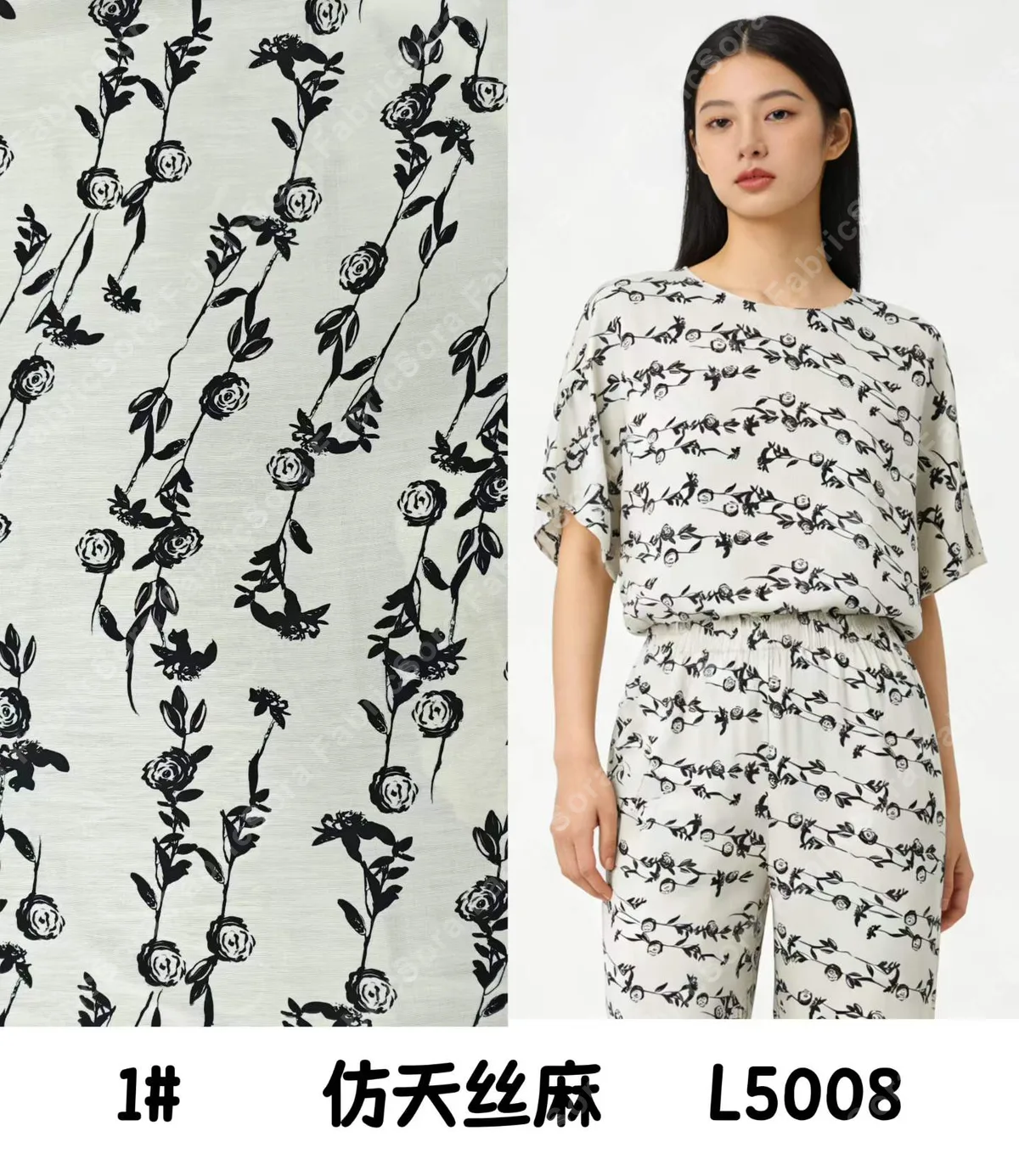 Tencel-linen baskı hazır stok baskılı kumaş