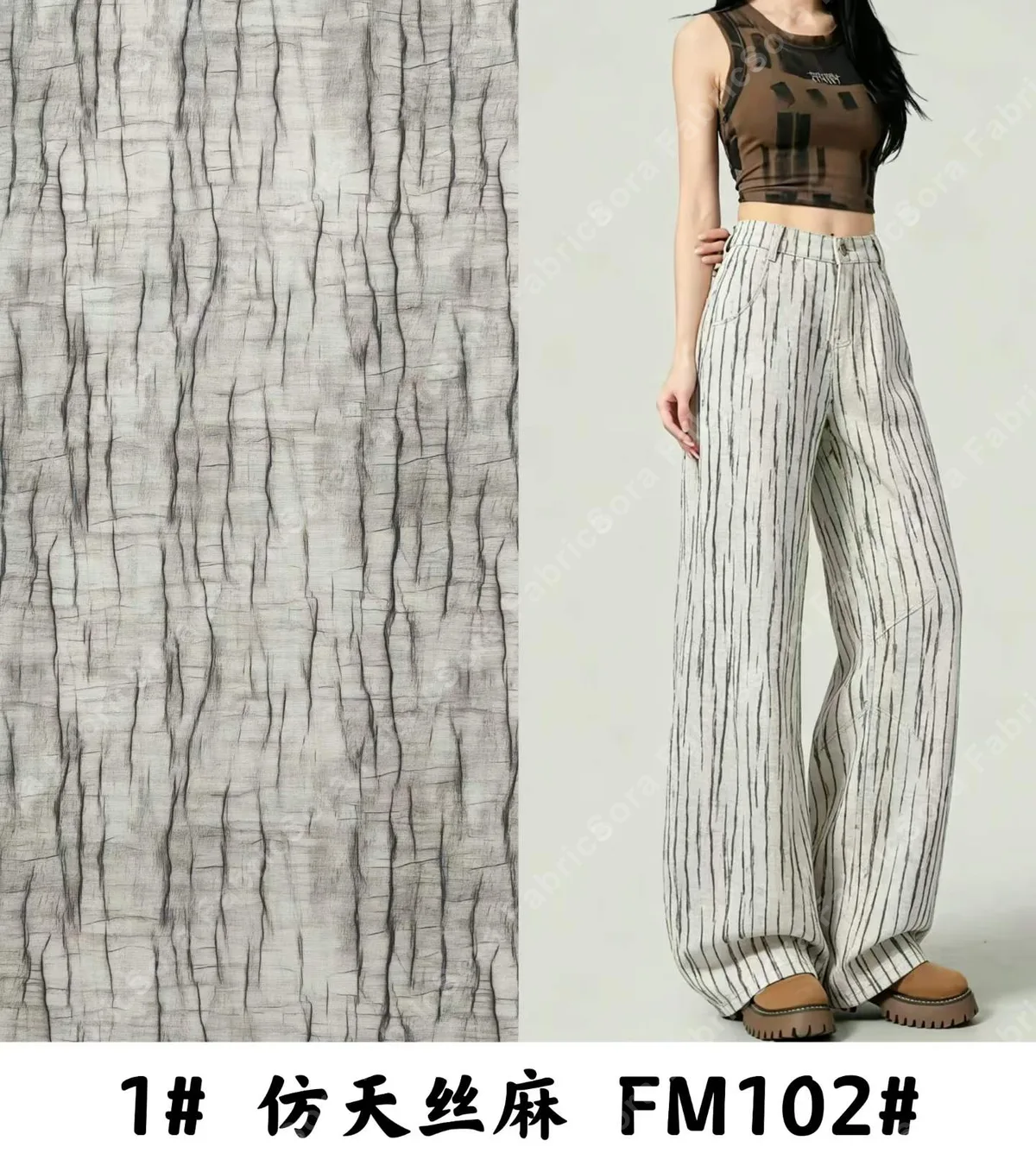 Tencel-linen baskı toplu toptan tekstil detayı