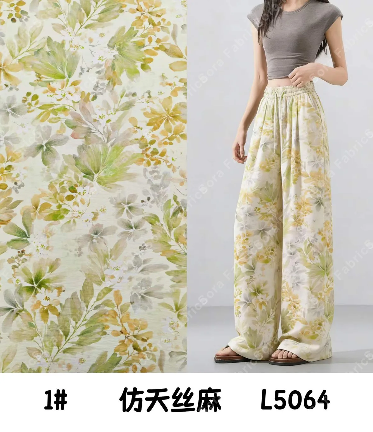 Tencel-linen baskı renk ve doku yakın çekimi