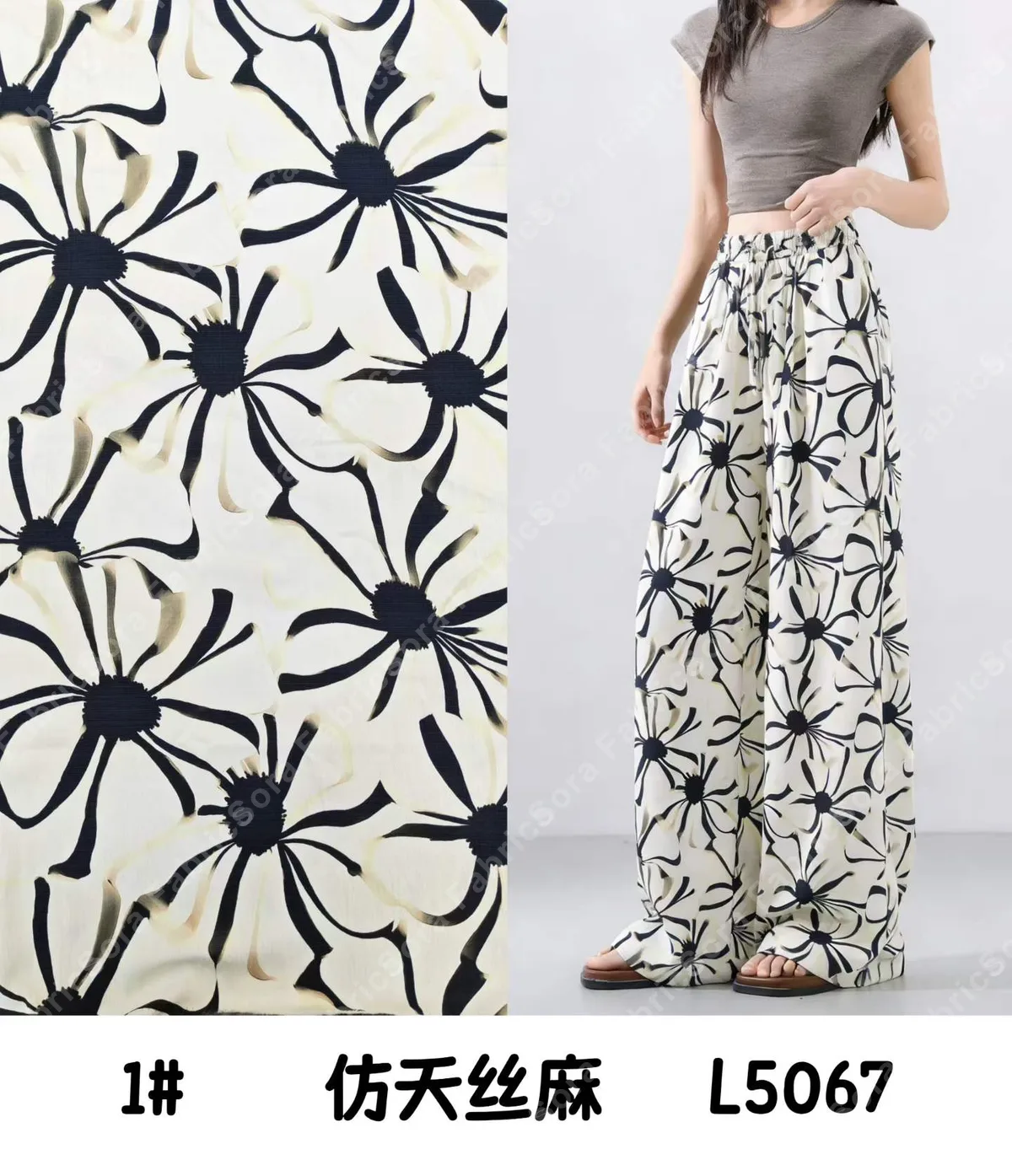 Tencel-linen baskı toplu kumaş görünümü